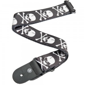 D'Addario 50H01 Woven Guitar Strap - Cross Bone Skull