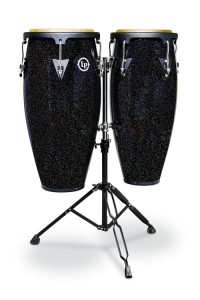 Latin Percussion LPA646-BM Aspire Santana Conga Set with Stand - 10/11 inch Black Magic