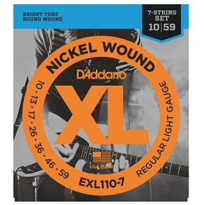 D'Addario EXL110-7 XL Nickel Wound Electric Guitar Strings - .010-.059 Regular Light 7-string