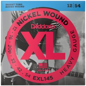 D'Addario EXL145XL Nickel Wound Electric Guitar Strings - .012-.054 Heavy Plain 3rd